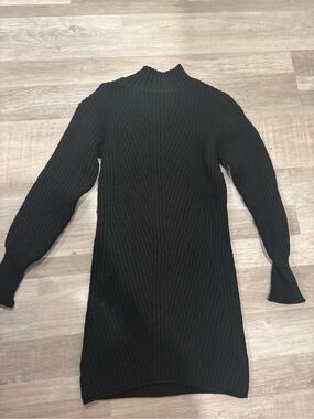 SO Black Ribbed Long-Sleeve Knit Dress